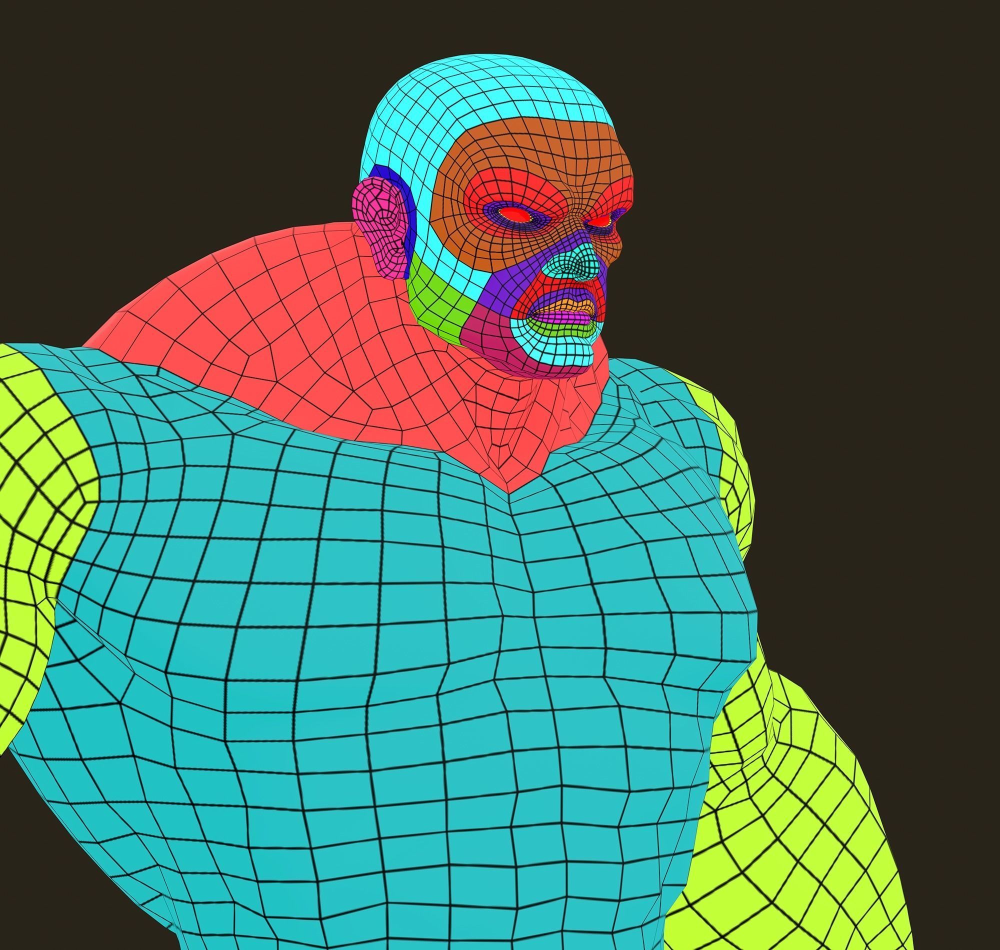 Superhero Base Mesh - Real-time Realistic 3D Model Low-poly 3D model_19