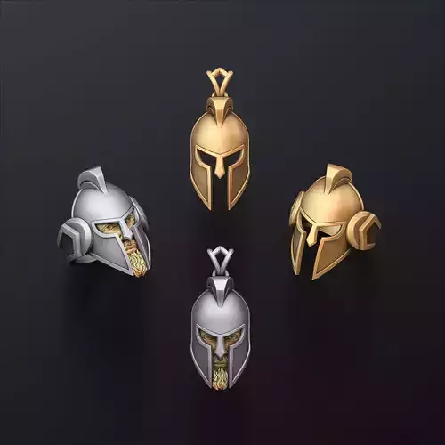 Warrior Helmet Ring Pendant Collection 3D print model