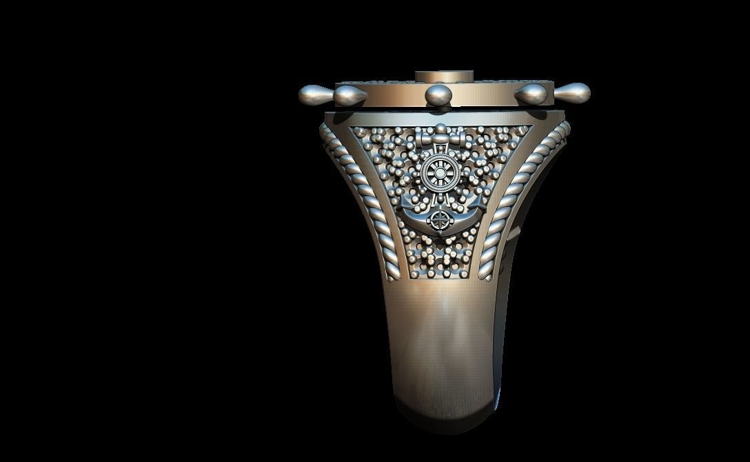 Anchor rudder and compass ring 3D print model_3