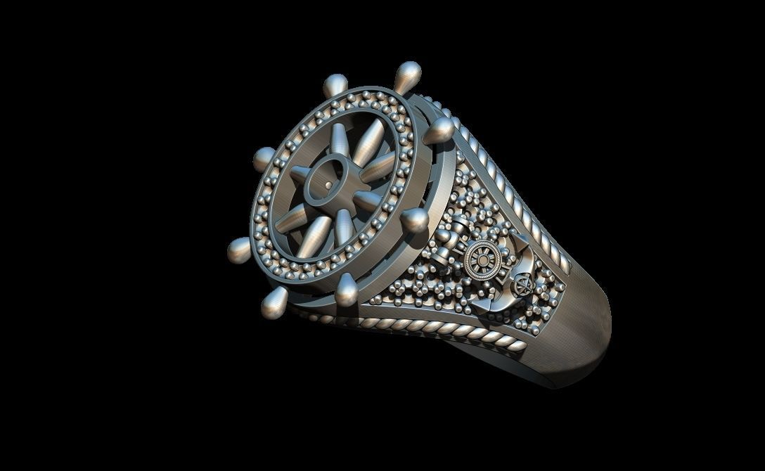 Anchor rudder and compass ring 3D print model_2