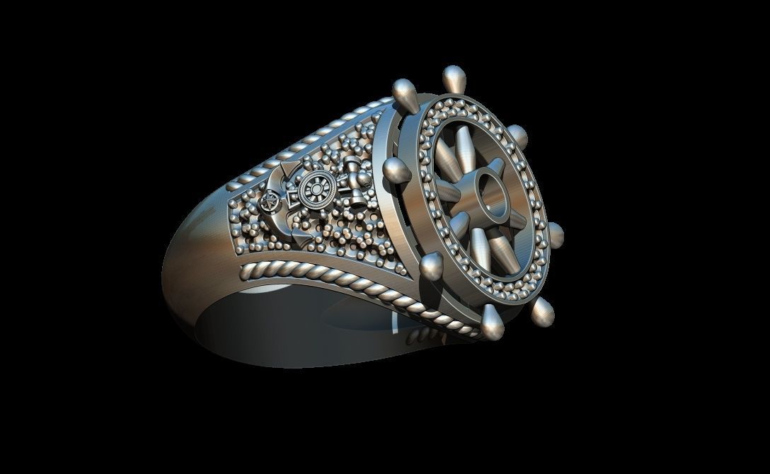 Anchor rudder and compass ring 3D print model_1