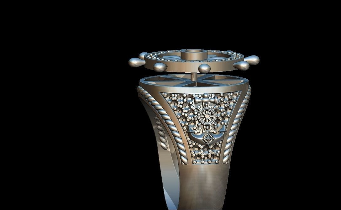 Anchor rudder and compass ring 3D print model_4
