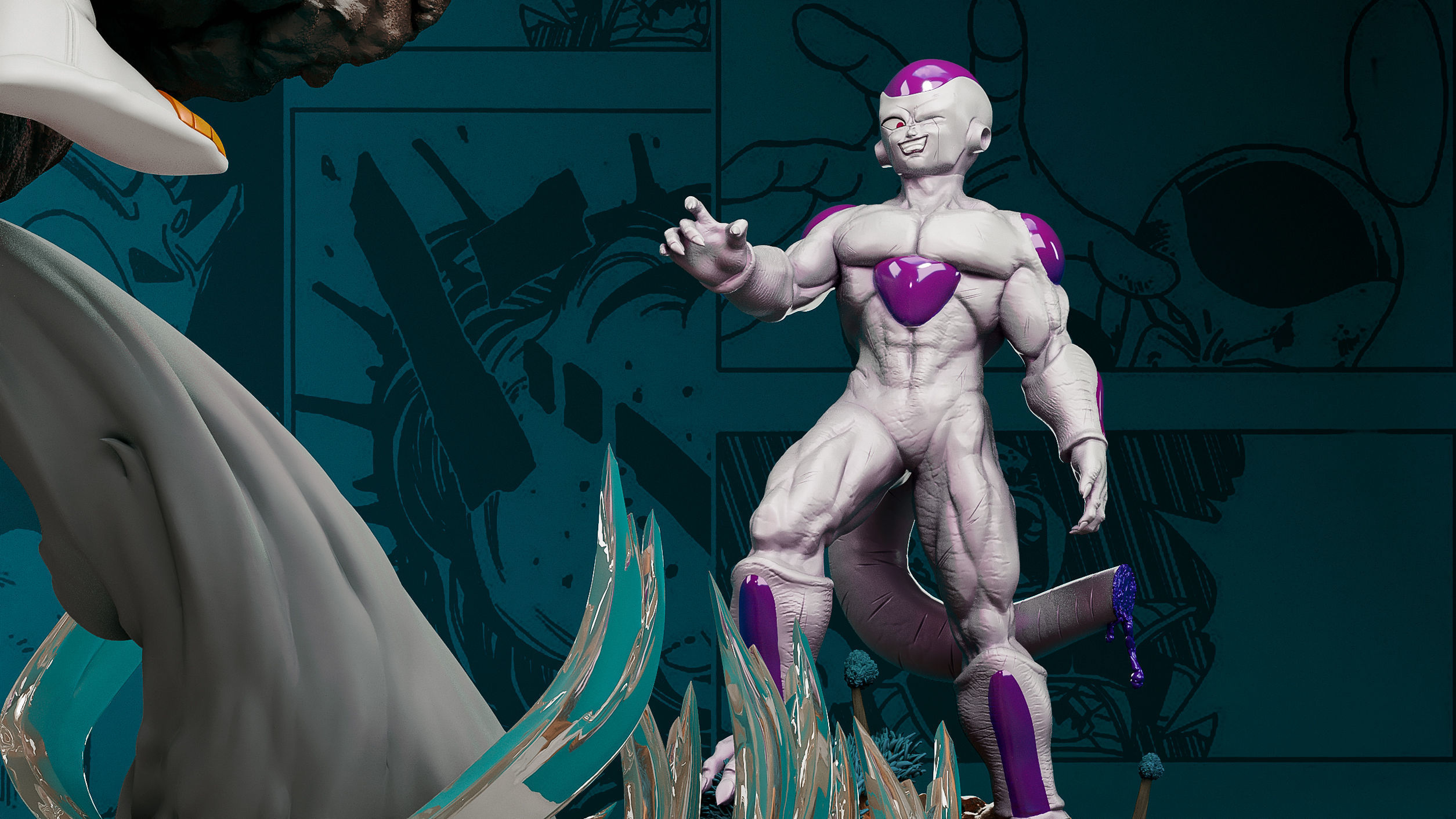 freezer and krilin 3D print model_2