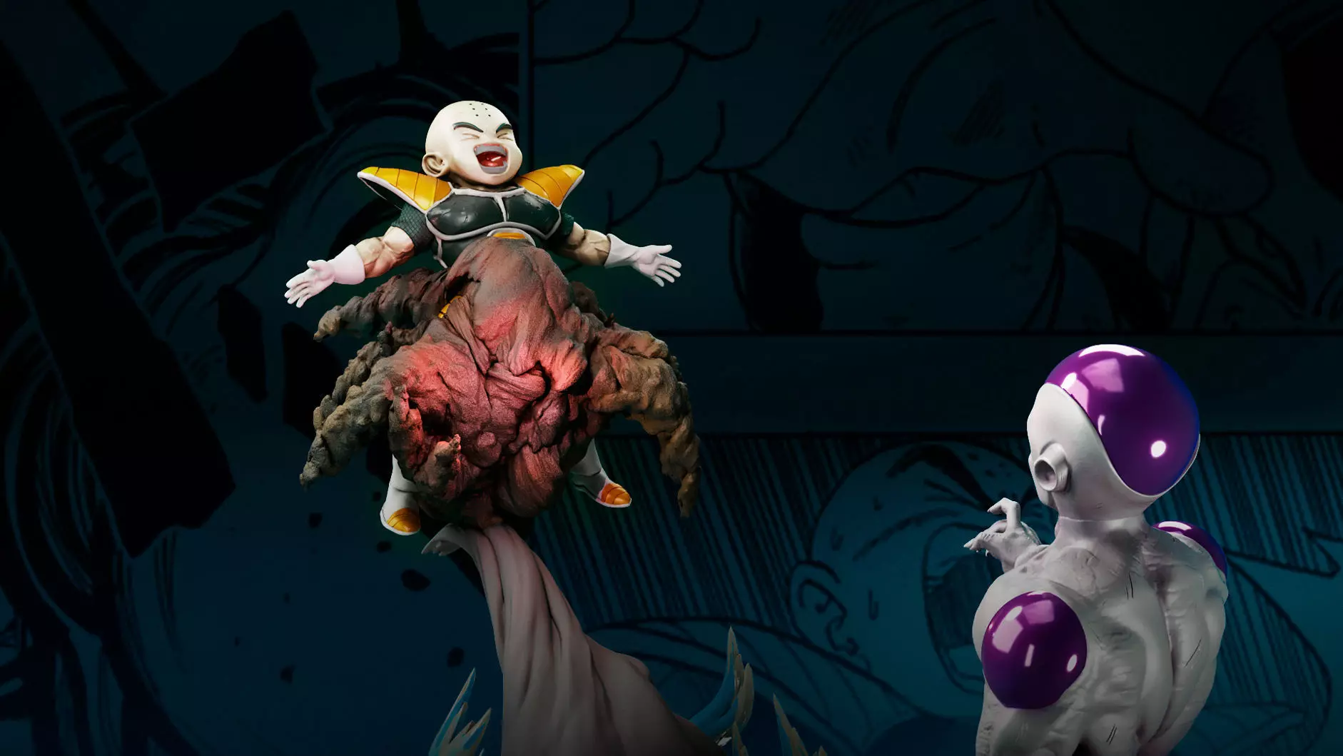 freezer and krilin 3D print model_0