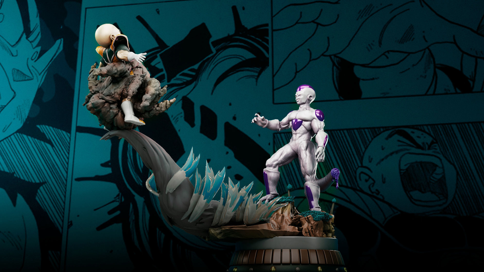 freezer and krilin 3D print model_3