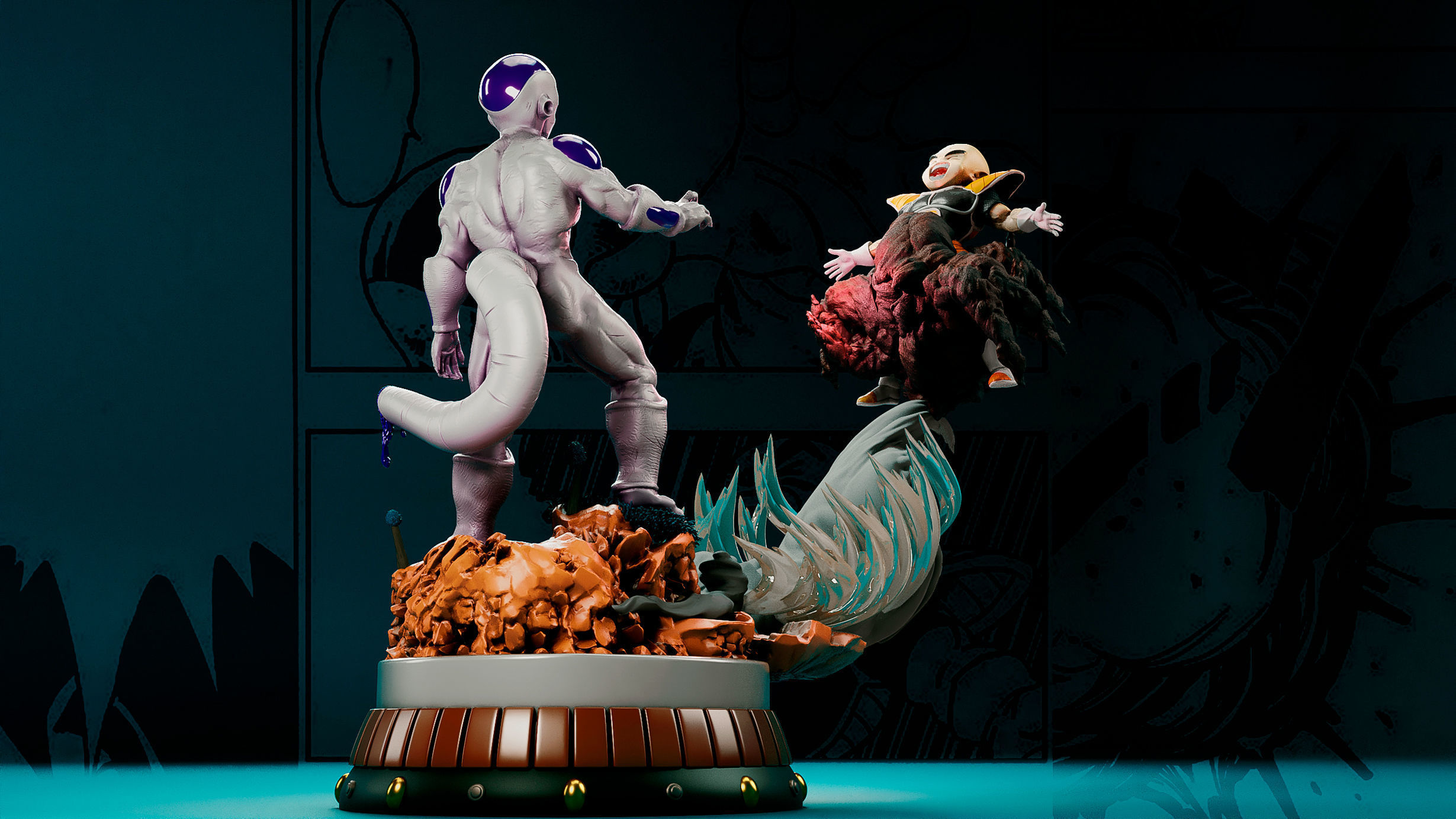 freezer and krilin 3D print model_1