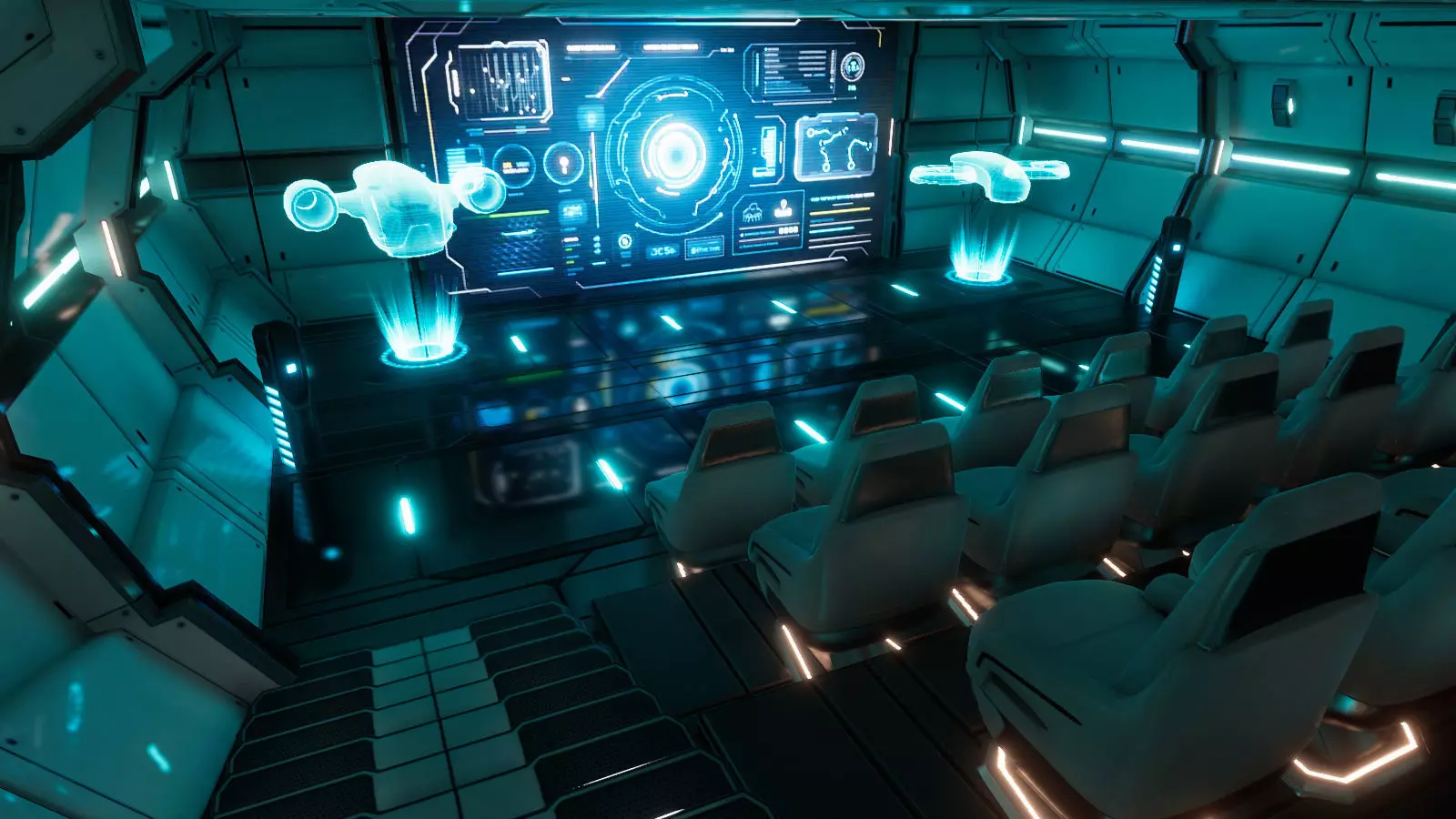 Sci Fi Auditorium Hall Low-poly 3D model_0