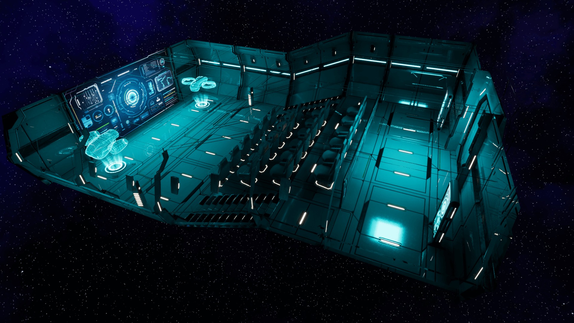 Sci Fi Auditorium Hall Low-poly 3D model_7