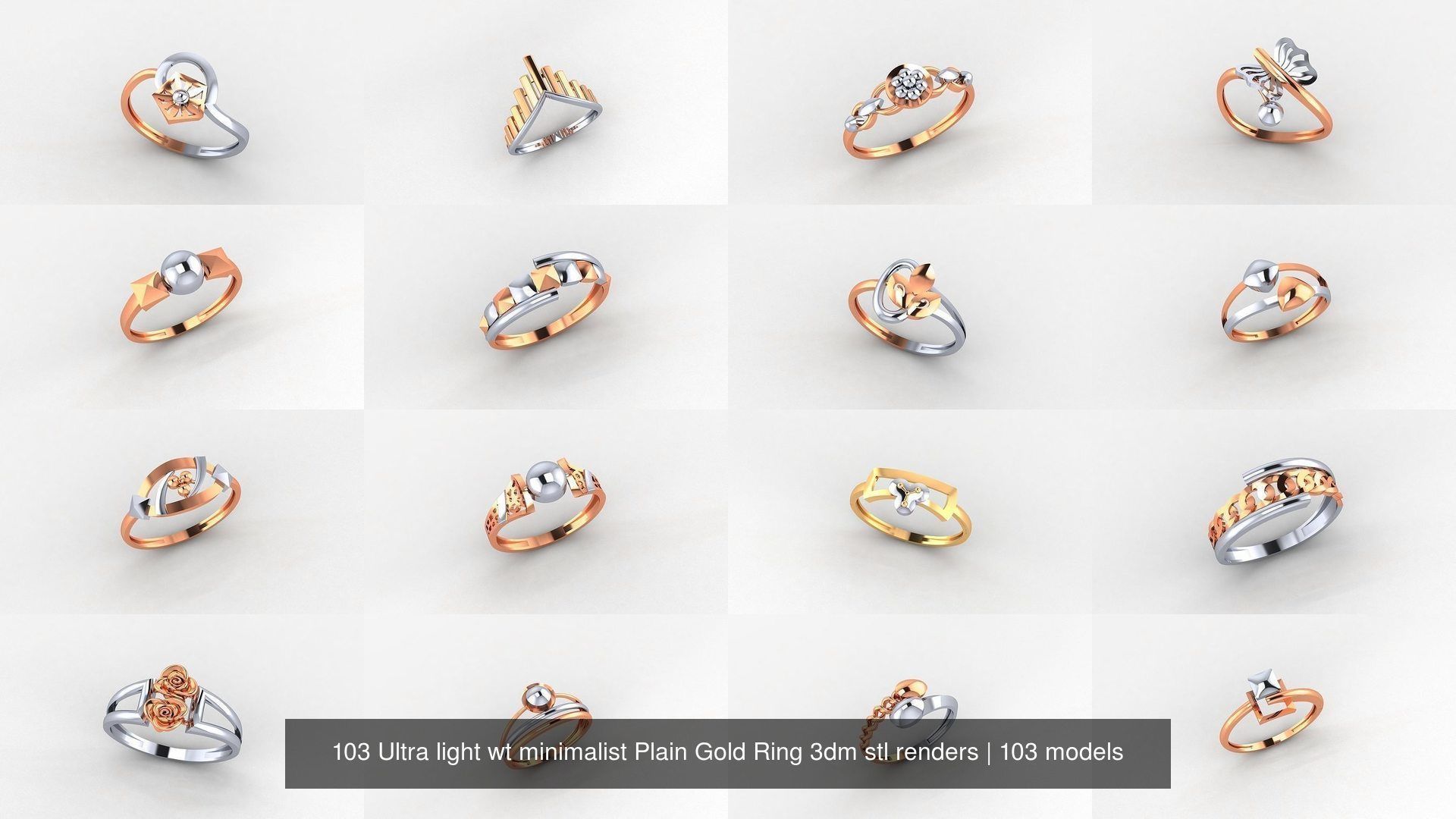 103 Ultra light wt minimalist Plain Gold Ring 3dm stl renders 3D Model Collection_10