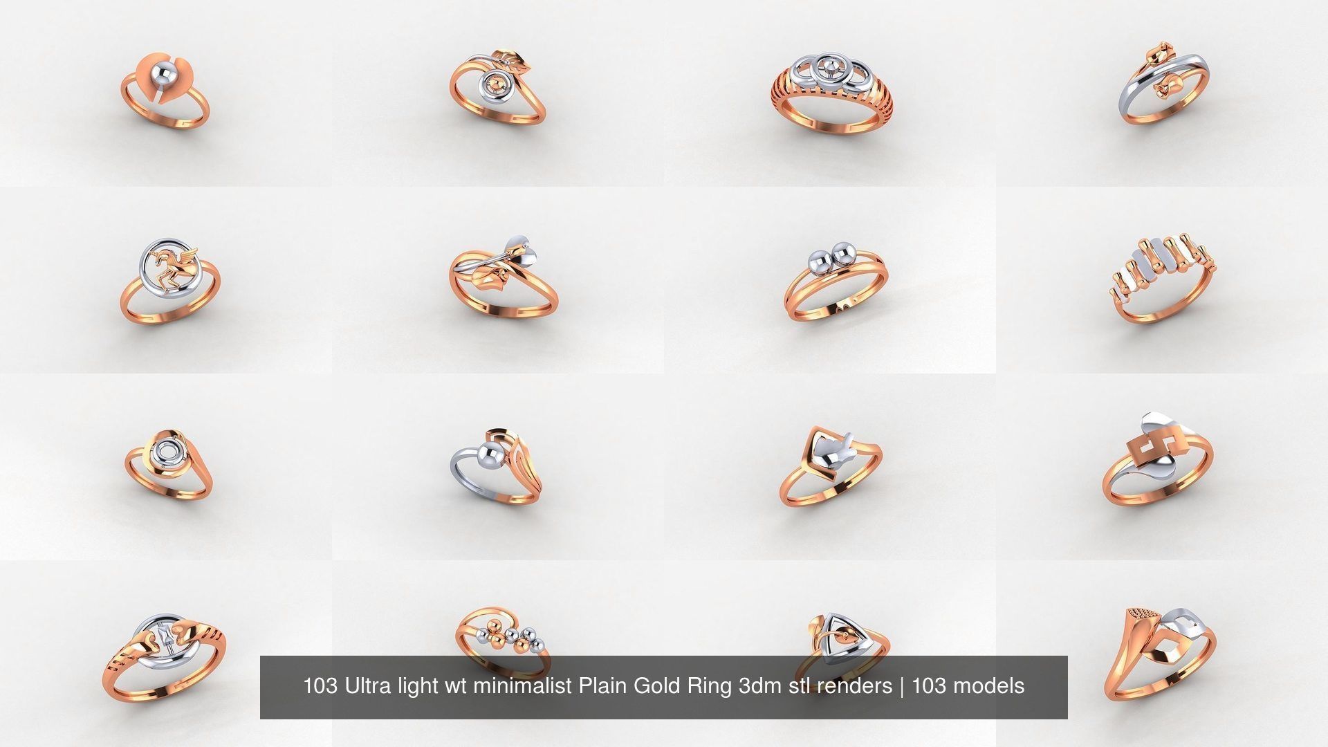 103 Ultra light wt minimalist Plain Gold Ring 3dm stl renders 3D Model Collection_6