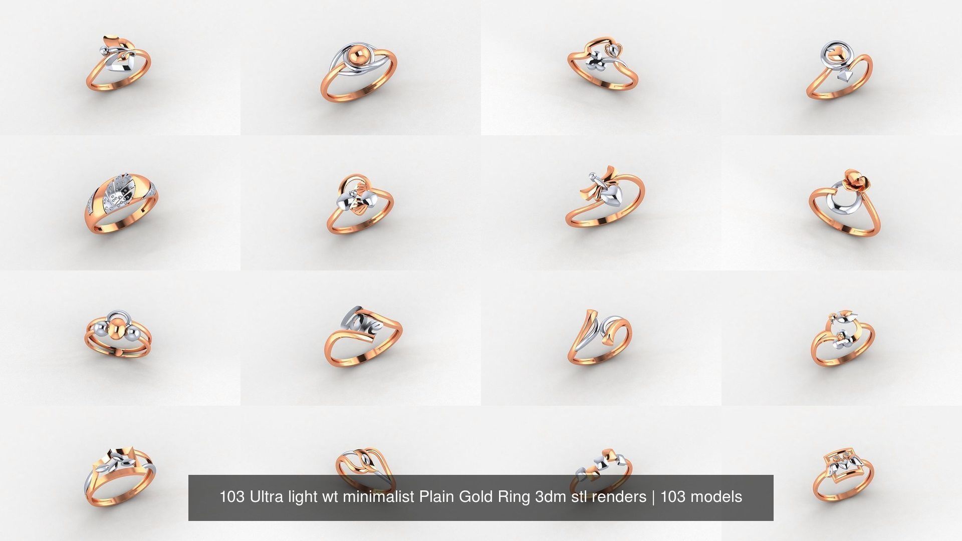 103 Ultra light wt minimalist Plain Gold Ring 3dm stl renders 3D Model Collection_4