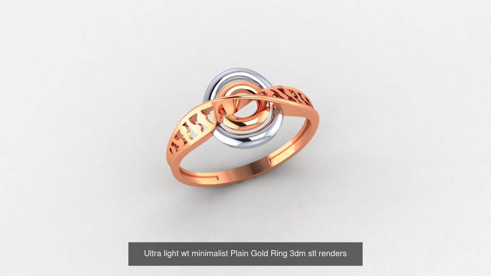 103 Ultra light wt minimalist Plain Gold Ring 3dm stl renders 3D Model Collection_39