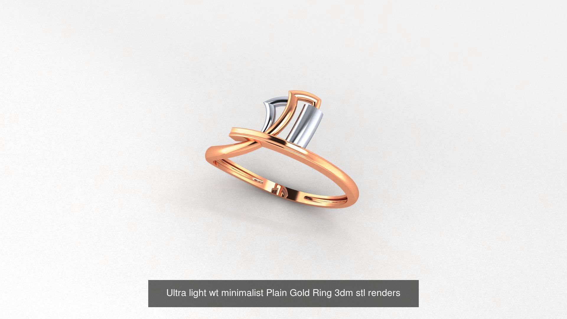 103 Ultra light wt minimalist Plain Gold Ring 3dm stl renders 3D Model Collection_23