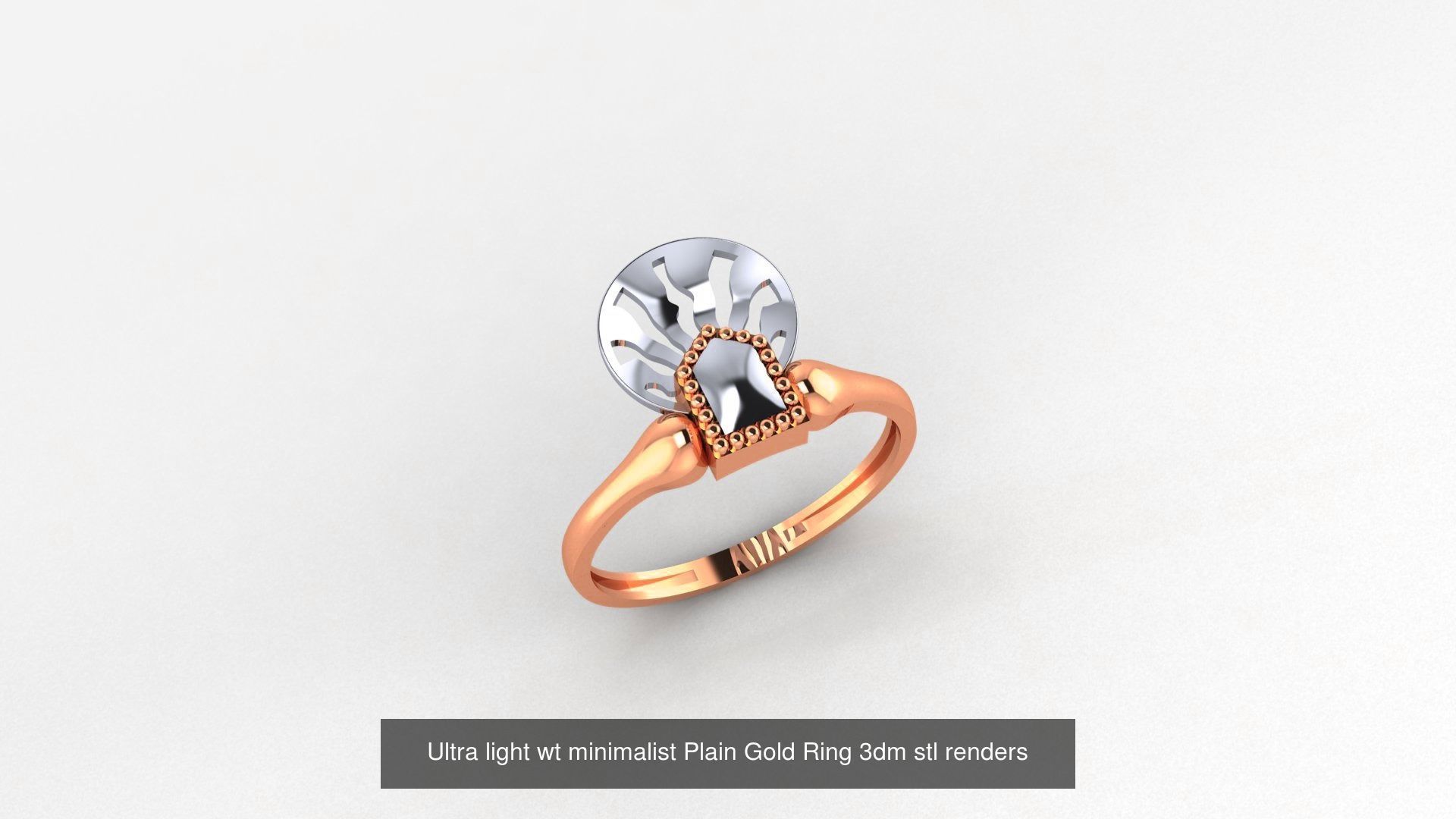 103 Ultra light wt minimalist Plain Gold Ring 3dm stl renders 3D Model Collection_110