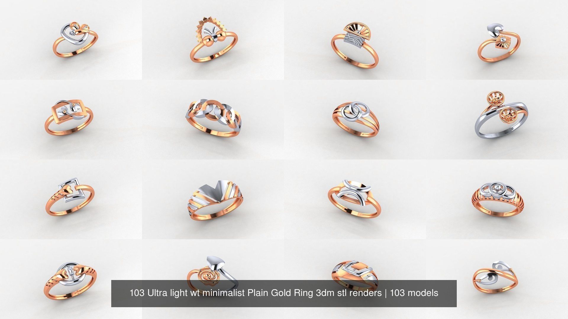103 Ultra light wt minimalist Plain Gold Ring 3dm stl renders 3D Model Collection_8