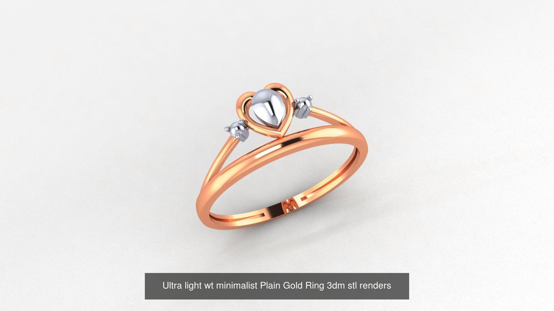 103 Ultra light wt minimalist Plain Gold Ring 3dm stl renders 3D Model Collection_18