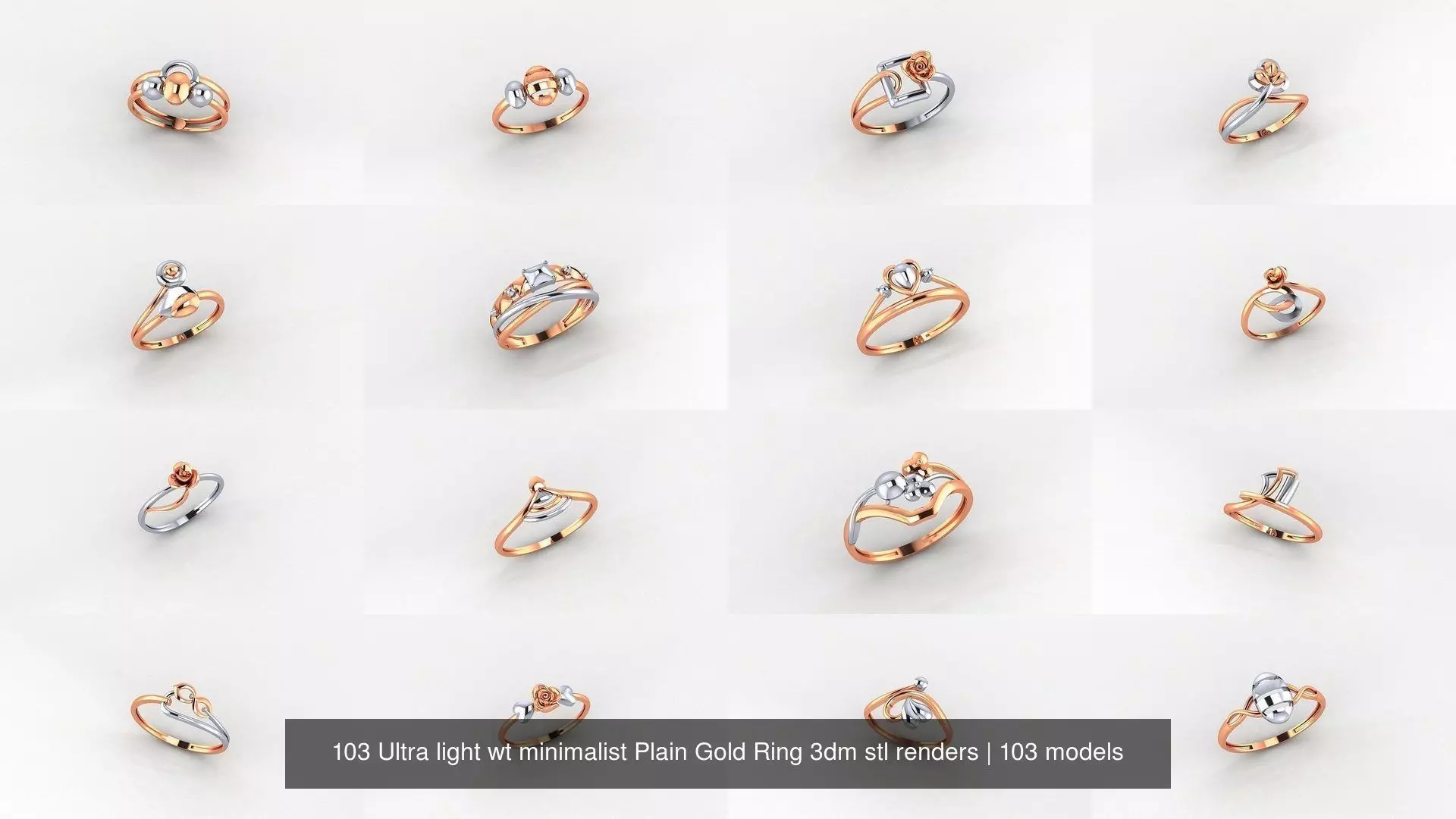 103 Ultra light wt minimalist Plain Gold Ring 3dm stl renders 3D Model Collection_1