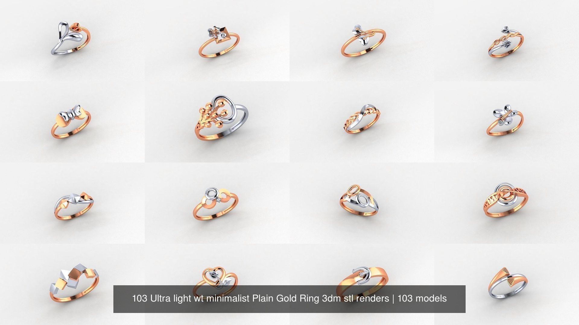 103 Ultra light wt minimalist Plain Gold Ring 3dm stl renders 3D Model Collection_2
