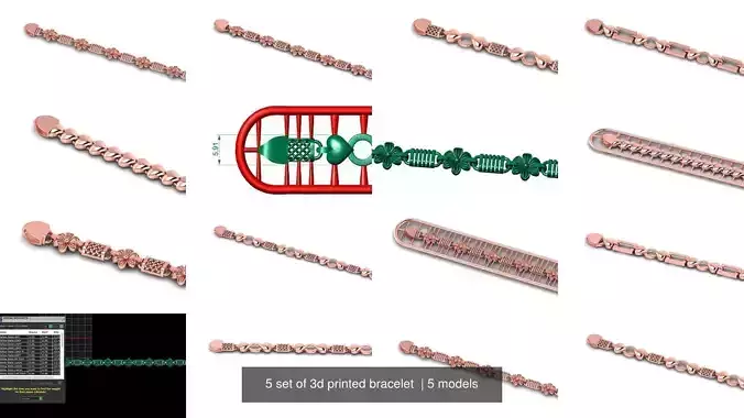 5 set of  ladies bracelet  3d BEST FOR ALL JEWELRY METALS  