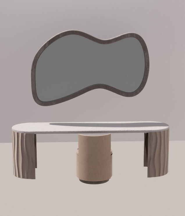 Dressing Table Set  Low-poly 3D model_1