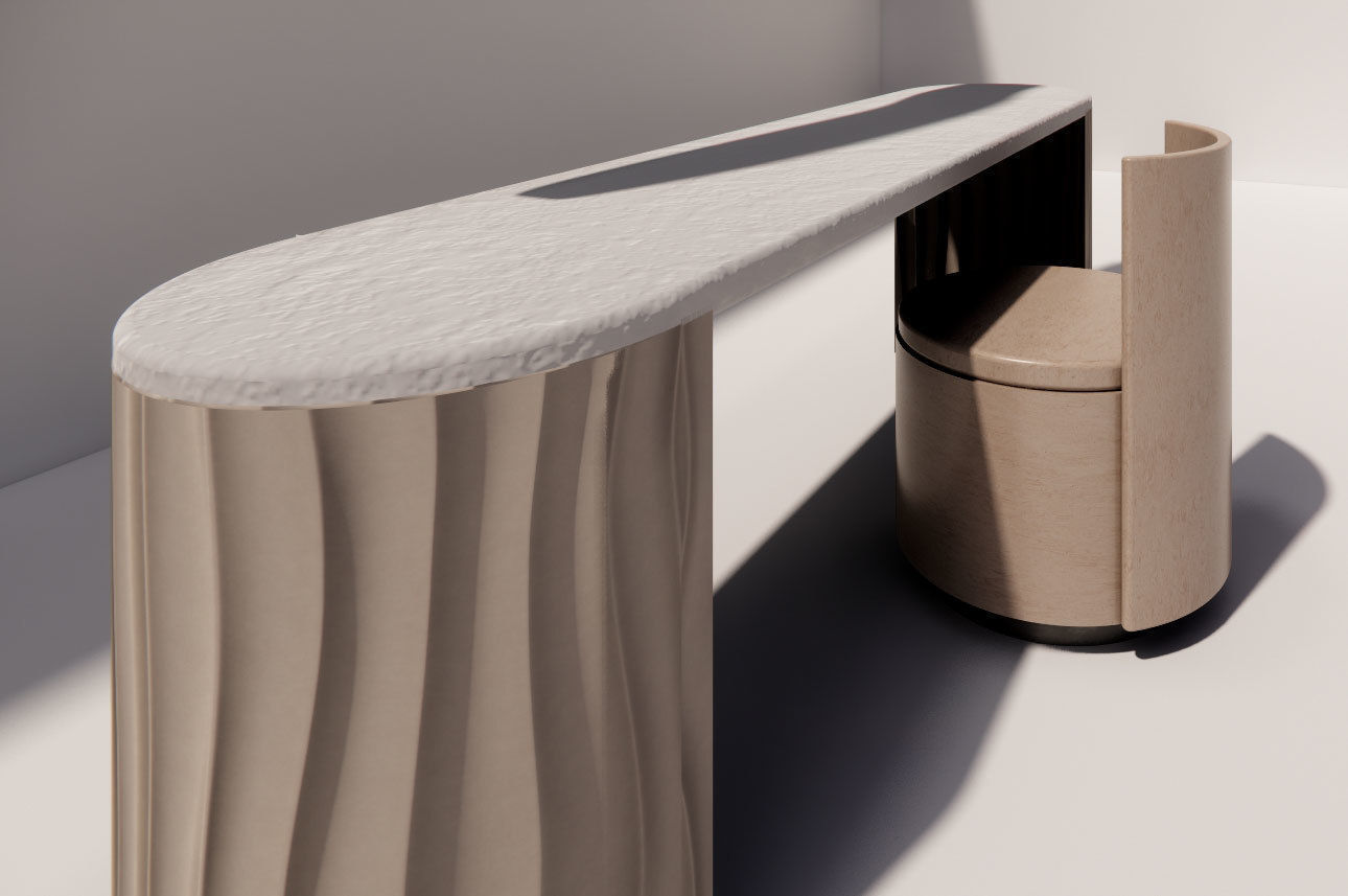 Dressing Table Set  Low-poly 3D model_3