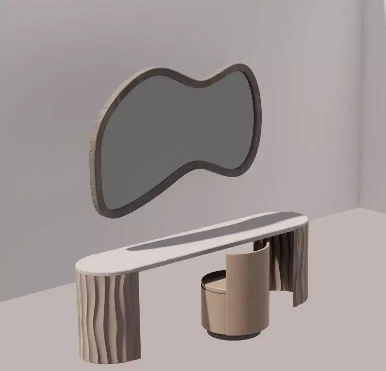 Dressing Table Set  Low-poly 3D model_0