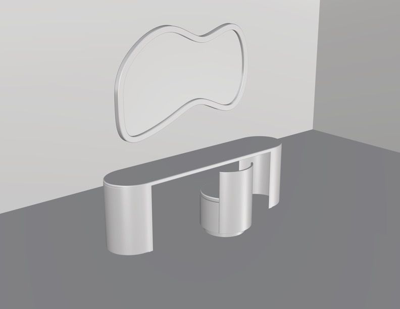 Dressing Table Set  Low-poly 3D model_5