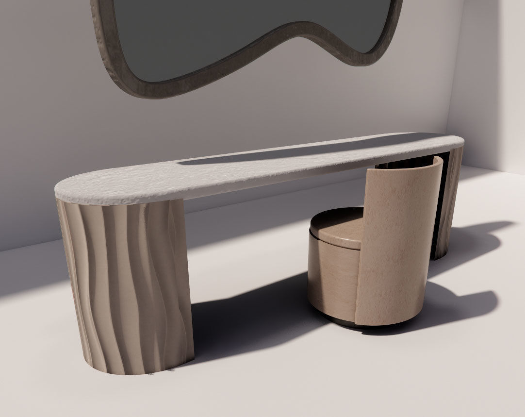 Dressing Table Set  Low-poly 3D model_2