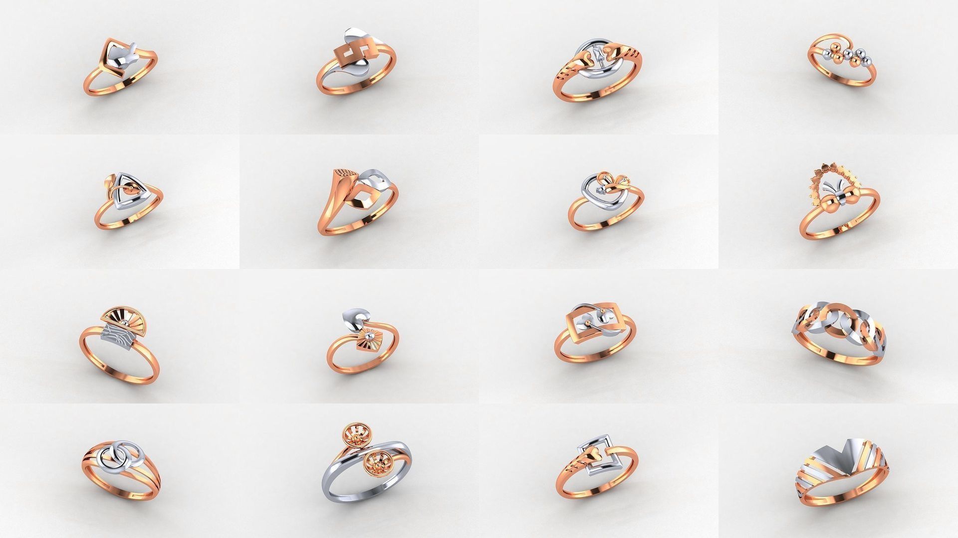 253 Plain Gold Light weight minimalist Rings 3dm stl renders 3D Model Collection_13