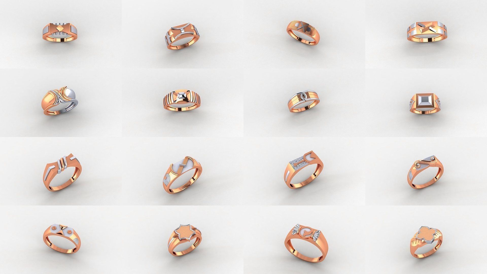 253 Plain Gold Light weight minimalist Rings 3dm stl renders 3D Model Collection_4