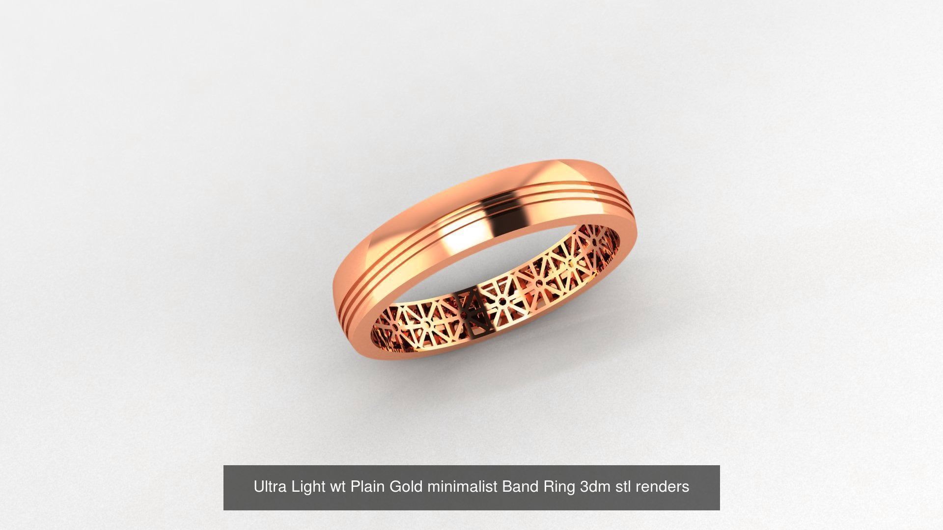 253 Plain Gold Light weight minimalist Rings 3dm stl renders 3D Model Collection_19