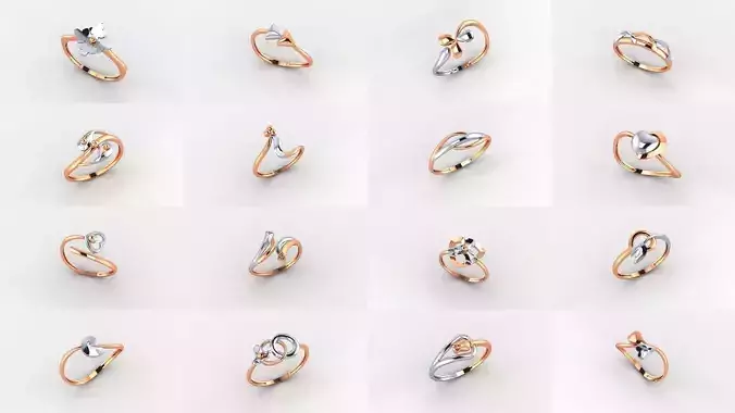 253 Plain Gold Light weight minimalist Rings 3dm stl renders 3D Model Collection