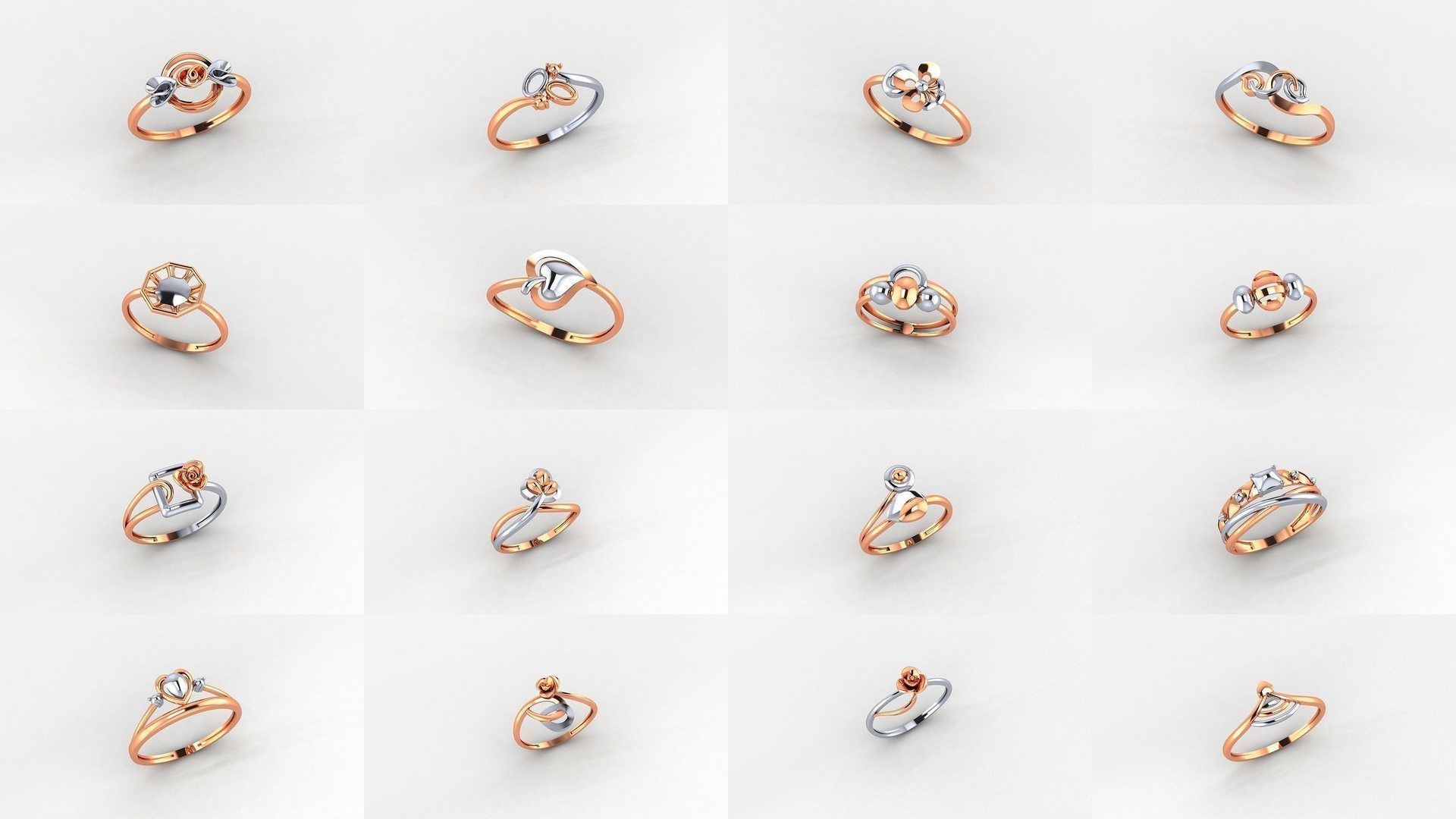 253 Plain Gold Light weight minimalist Rings 3dm stl renders 3D Model Collection_10