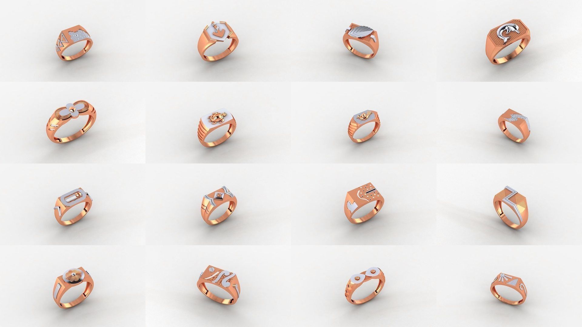 253 Plain Gold Light weight minimalist Rings 3dm stl renders 3D Model Collection_8