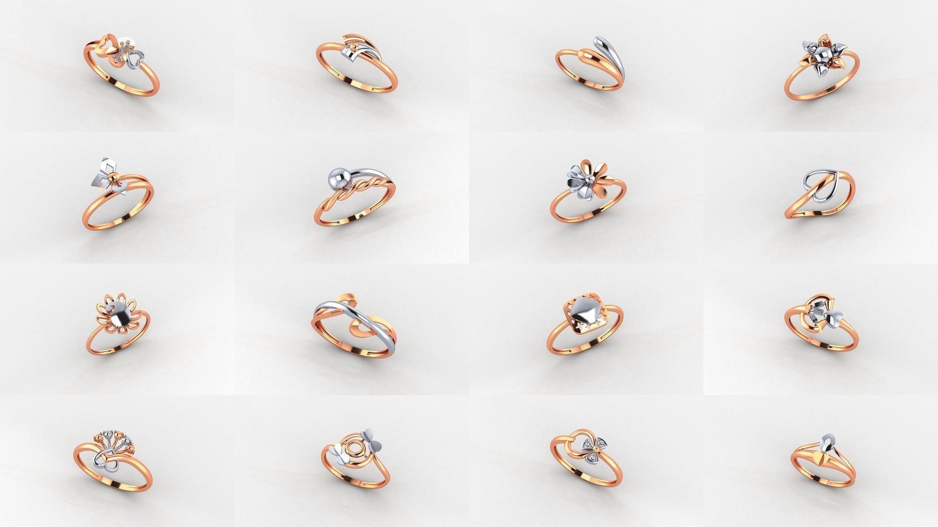 253 Plain Gold Light weight minimalist Rings 3dm stl renders 3D Model Collection_9