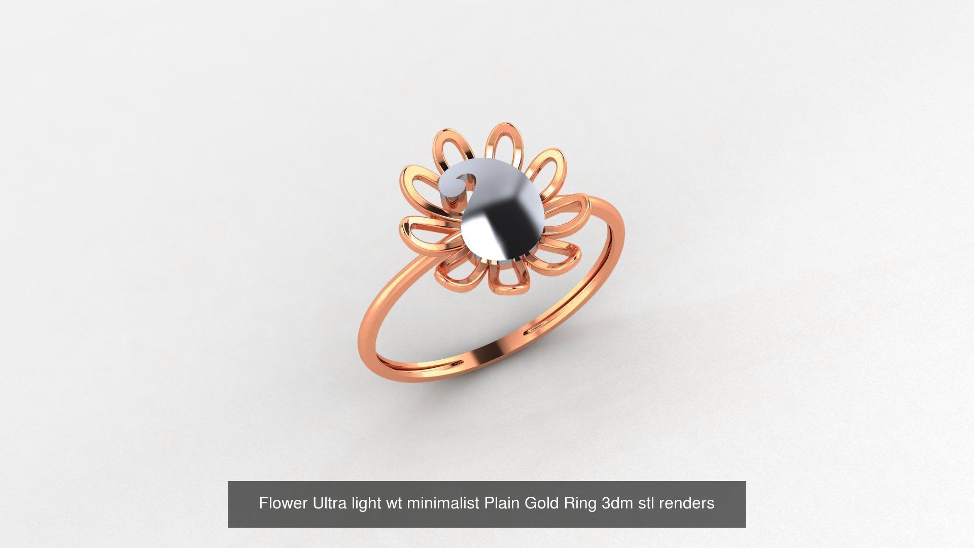 253 Plain Gold Light weight minimalist Rings 3dm stl renders 3D Model Collection_150