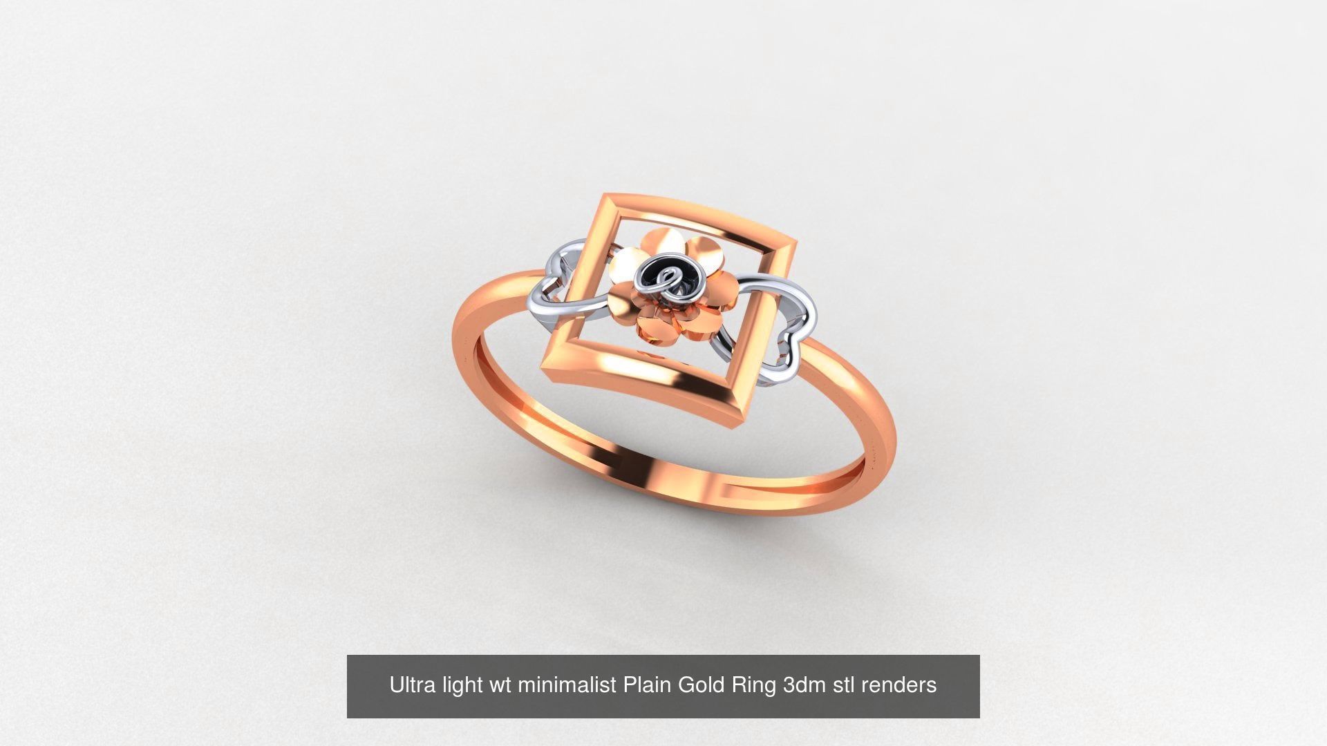 253 Plain Gold Light weight minimalist Rings 3dm stl renders 3D Model Collection_104