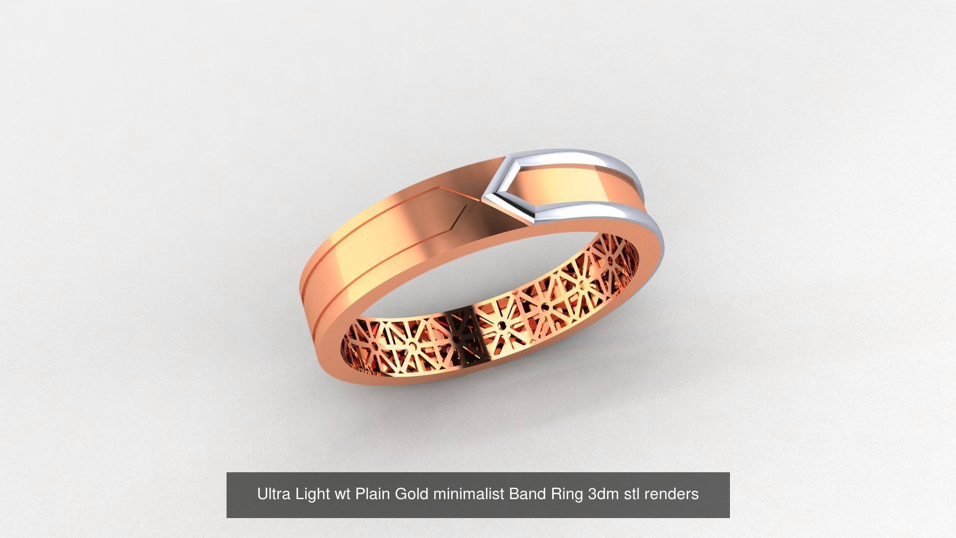 253 Plain Gold Light weight minimalist Rings 3dm stl renders 3D Model Collection_16