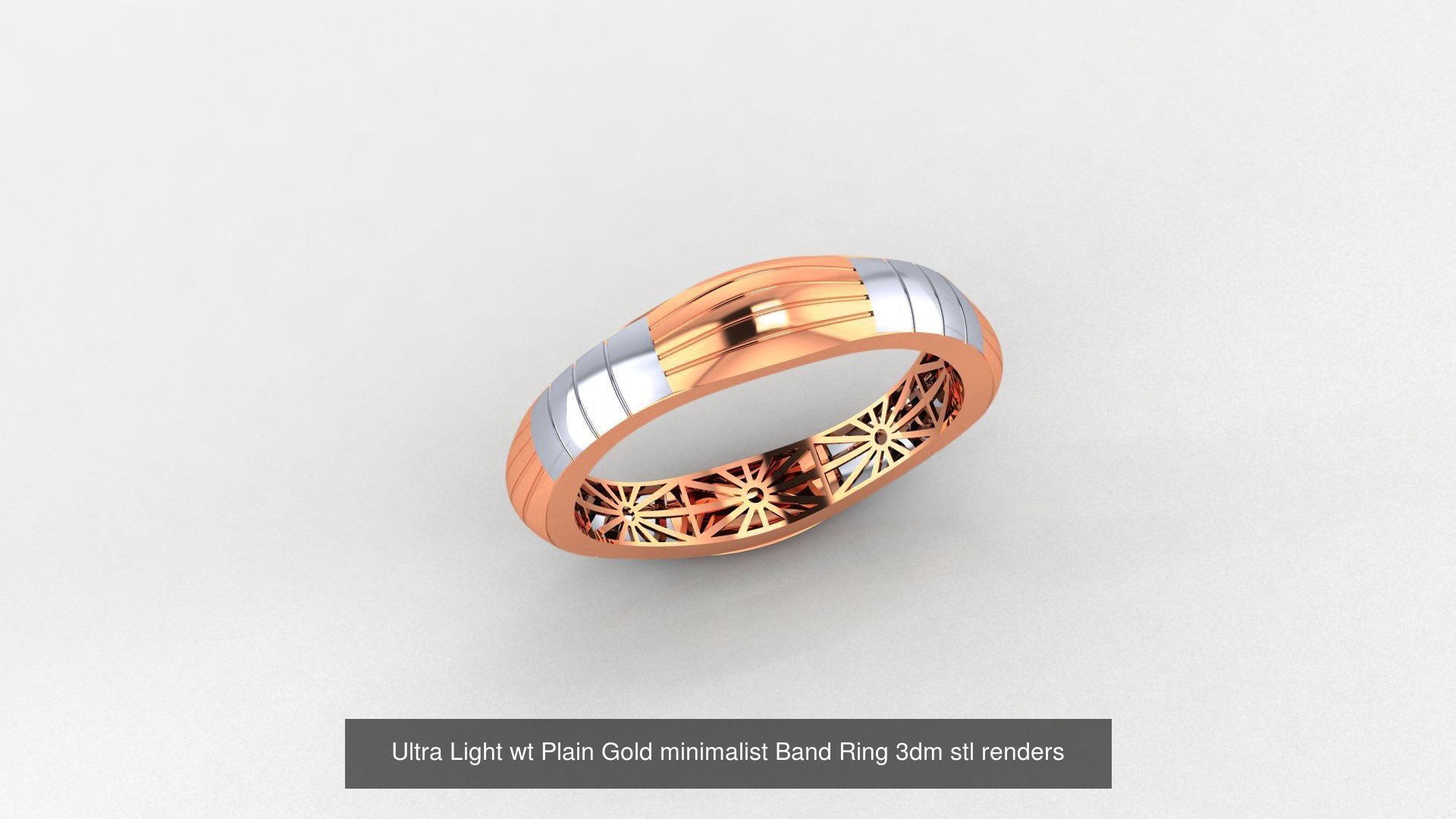 253 Plain Gold Light weight minimalist Rings 3dm stl renders 3D Model Collection_26