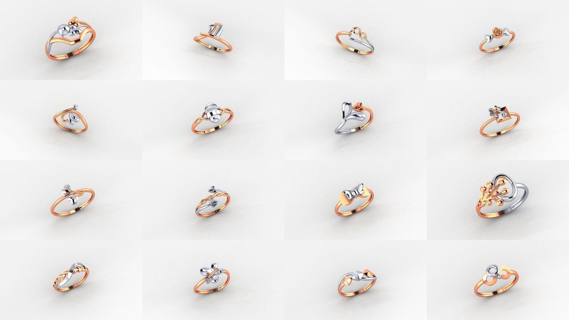 253 Plain Gold Light weight minimalist Rings 3dm stl renders 3D Model Collection_5