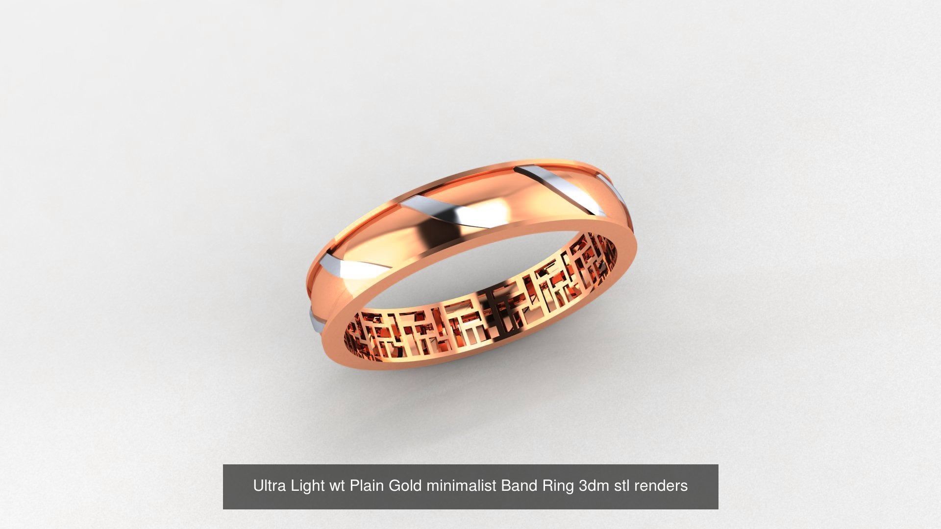 253 Plain Gold Light weight minimalist Rings 3dm stl renders 3D Model Collection_25