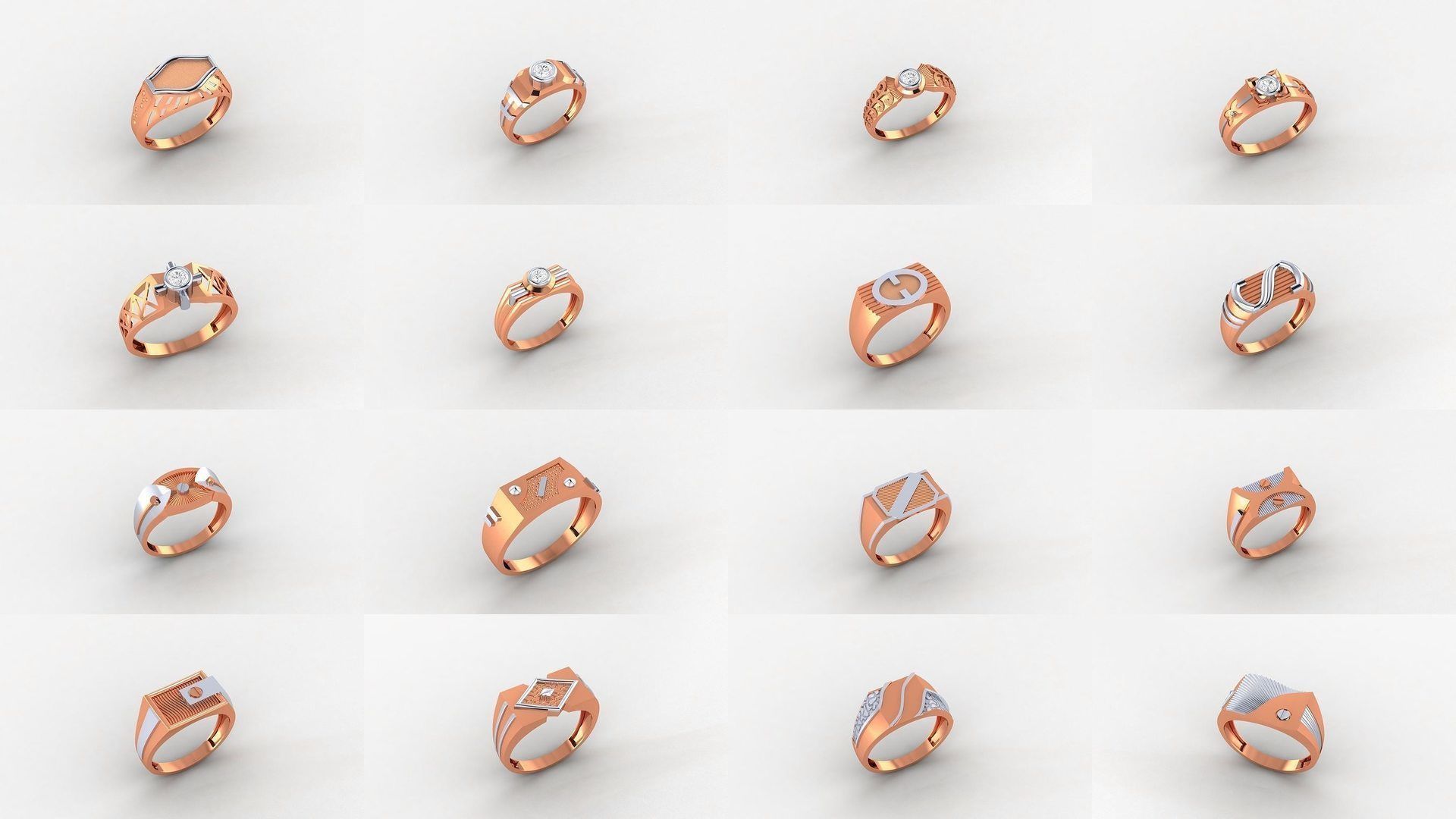 253 Plain Gold Light weight minimalist Rings 3dm stl renders 3D Model Collection_6