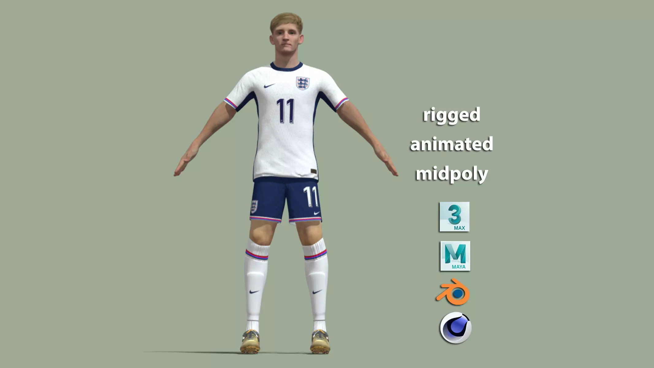 T-Pose Rigged Anthony Gordon England Euro 2024 3D model