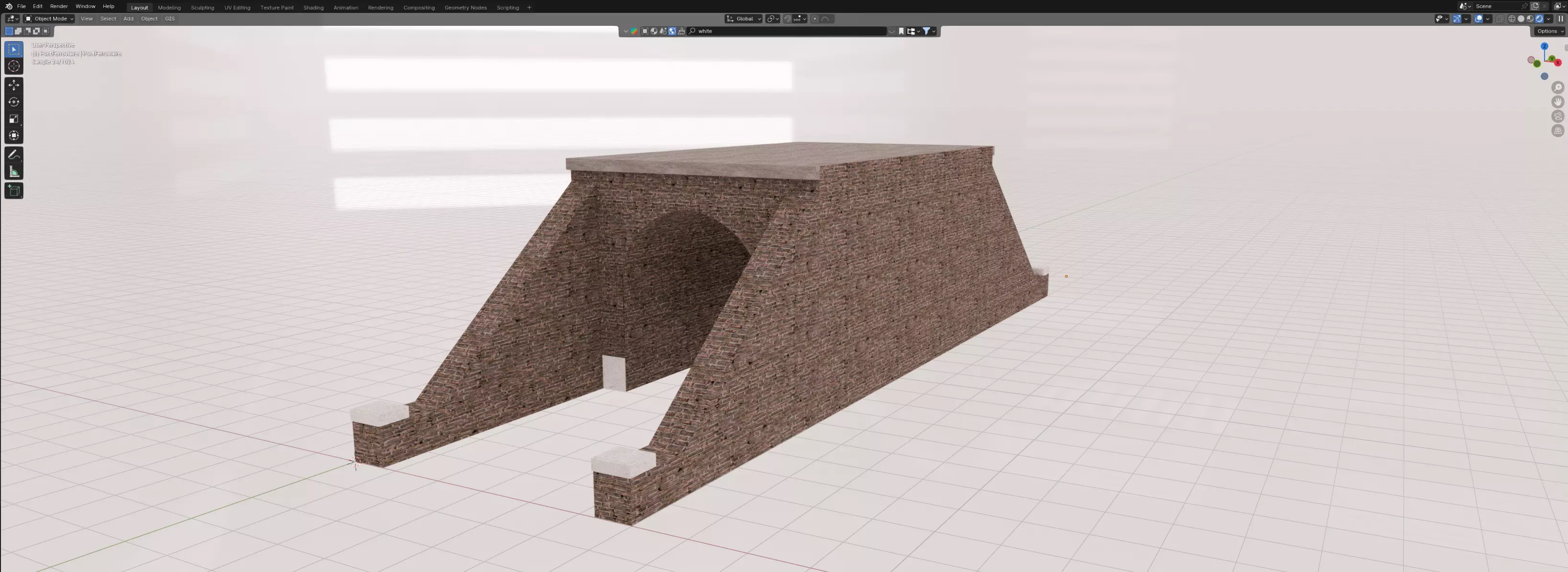 Pont ferroviaire Low-poly 3D model_0