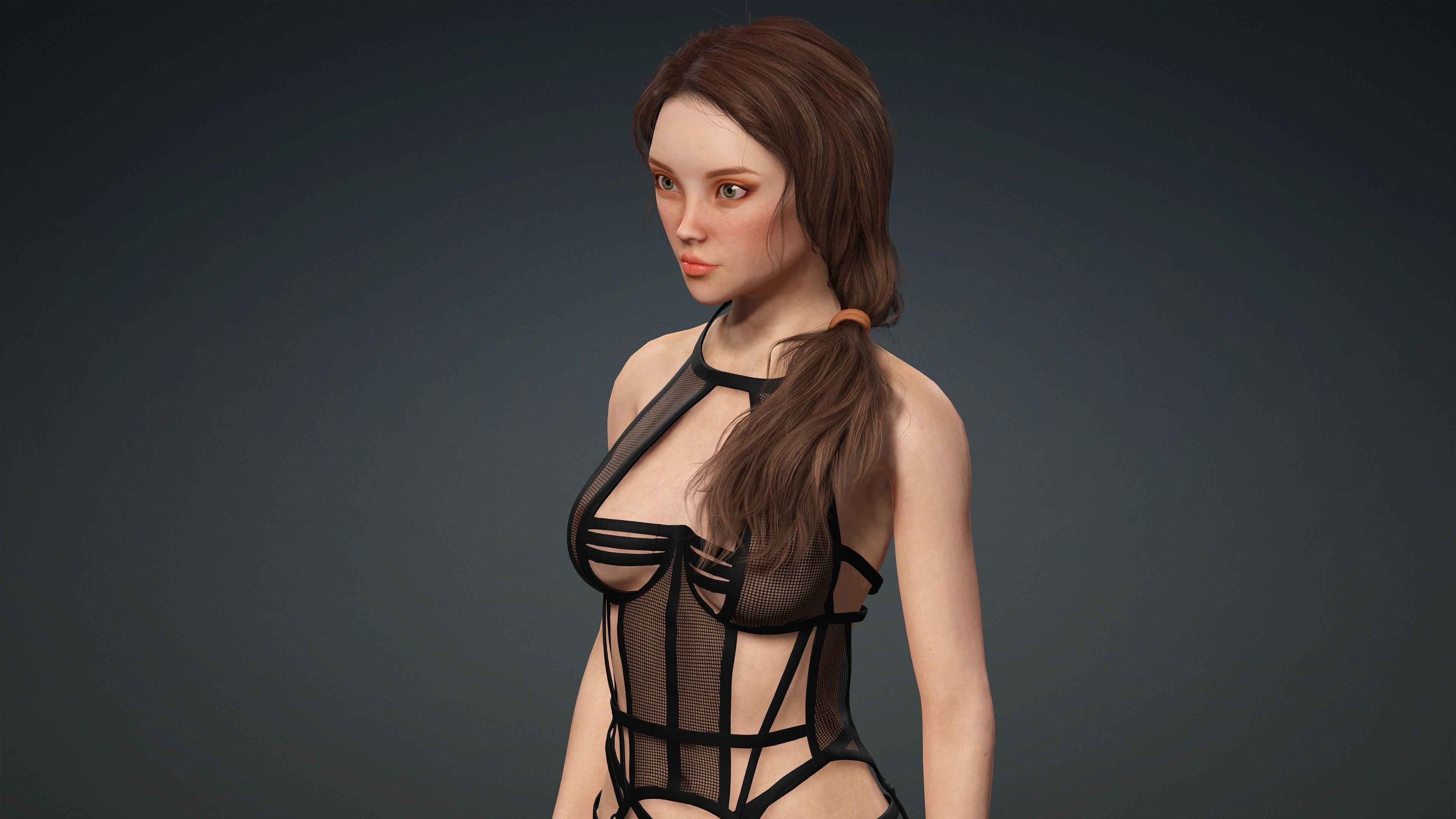Sexy Character - Fully Rigged 3D model Low-poly 3D model_4