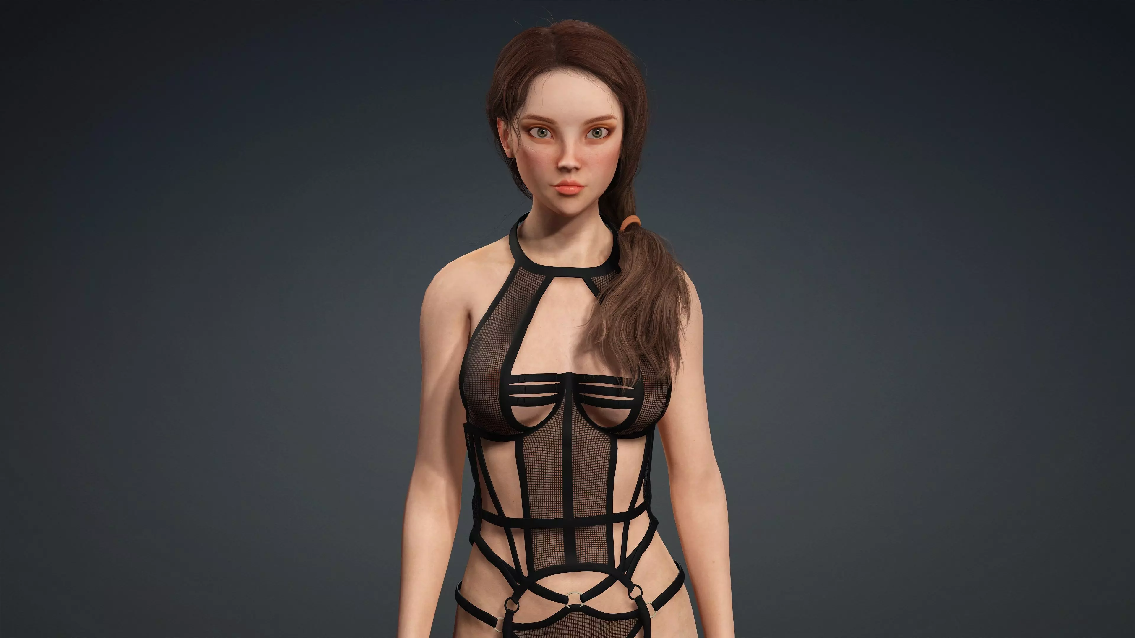 Sexy Character - Fully Rigged 3D model Low-poly 3D model_0