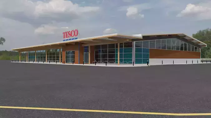 Tesco Supermarket UK Complete 3D model with textures