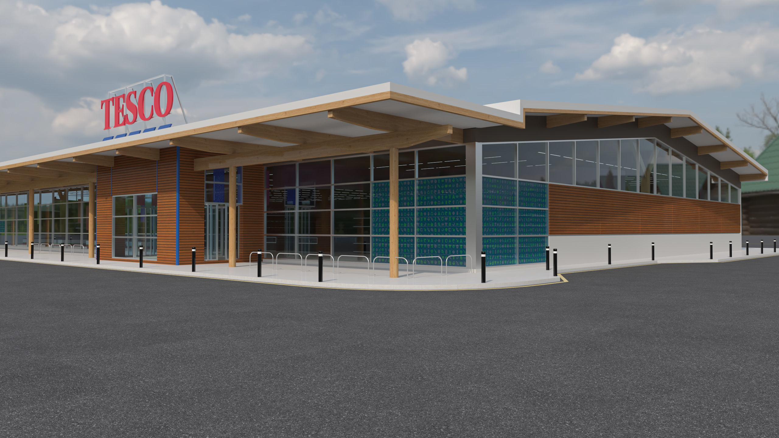 Tesco Supermarket UK Complete 3D model with textures Low-poly 3D model_1