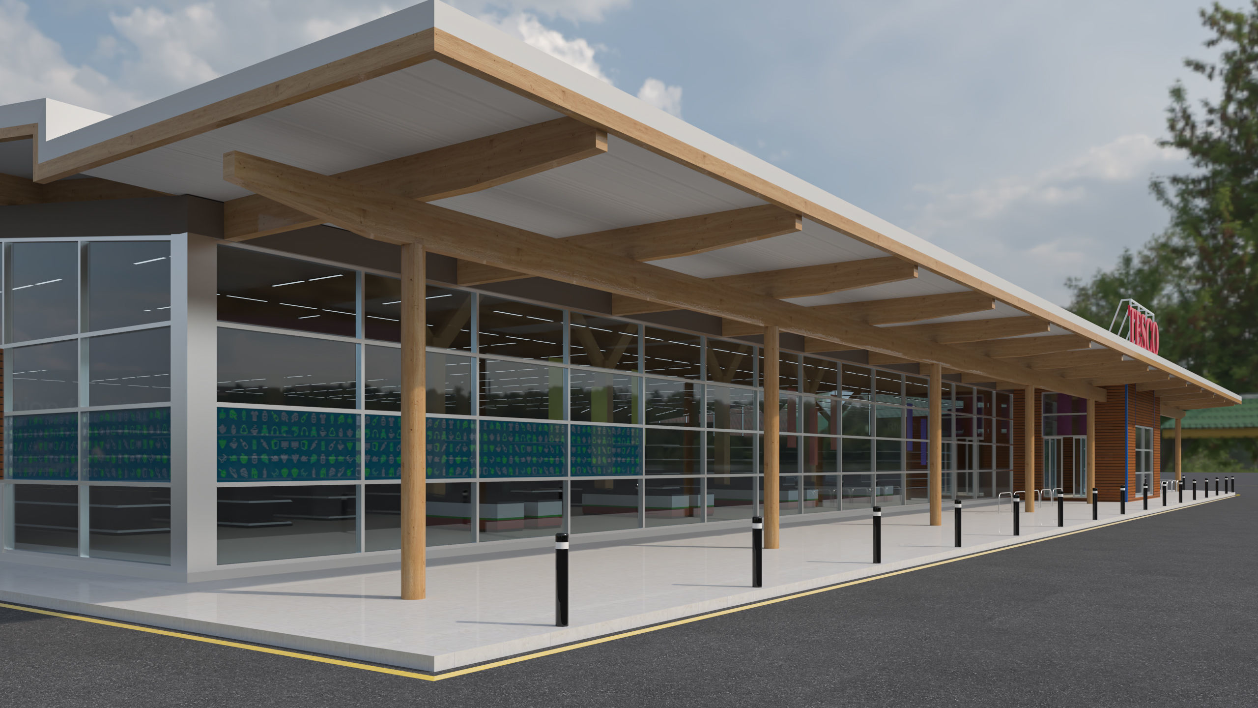 Tesco Supermarket UK Complete 3D model with textures Low-poly 3D model_3