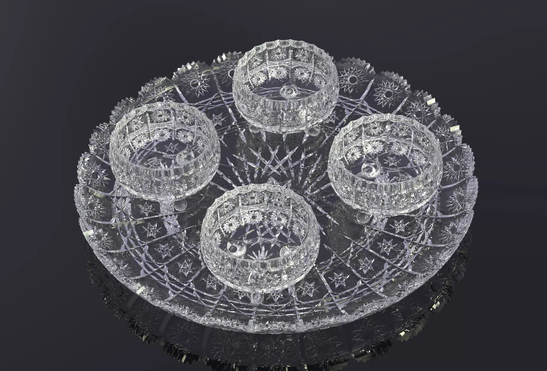 Decorative crystal glass dinning set 3D print model